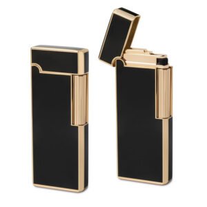 Accendino Ricaricabile Regalo, Nero e Oro con Scatola Elegante